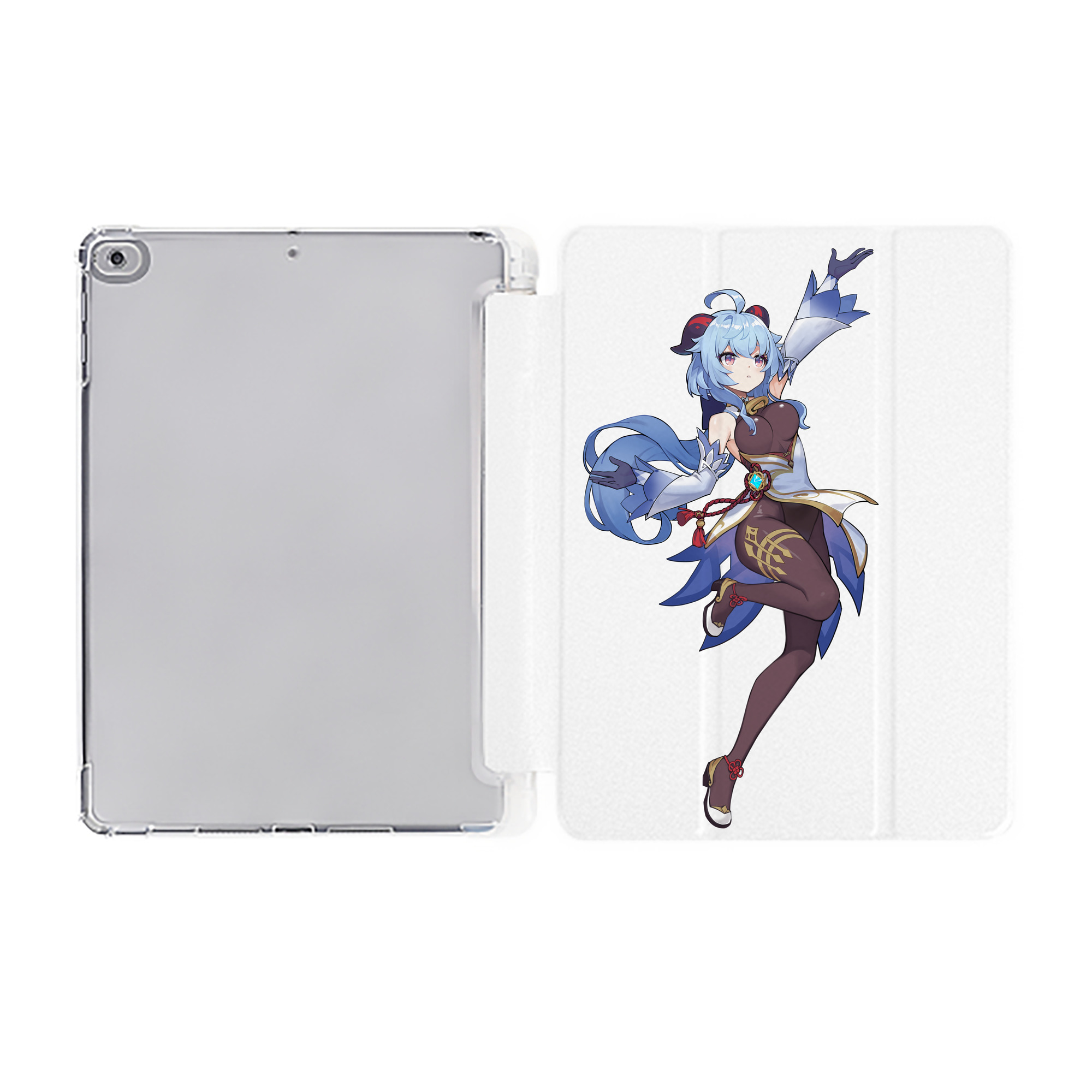 げんし神 甘雨 かんう genshin Ganyu IPad ケース ペン収納付き 三つ折りスタンド PUレザー×シリコン 対応機種9.5/10.5/10.9インチ